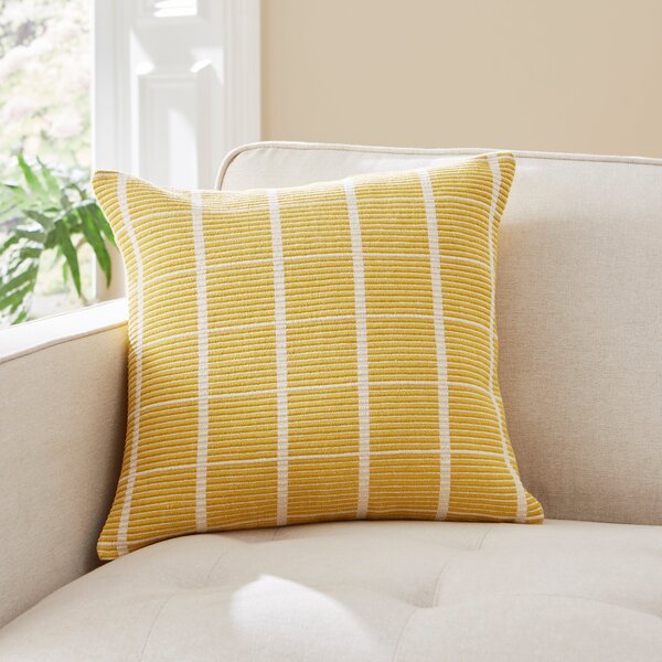 Elements Woven Squares Check Cushion Ochre