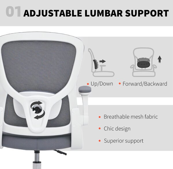 HOMCOM Draughtsman Chair, with Adjustable Lumbar - Charcoal Grey