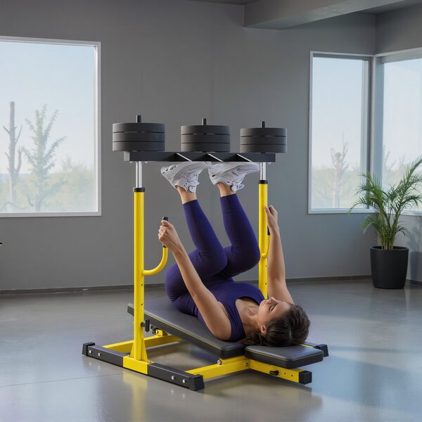 SPORTNOW Vertical Leg Press Machine with Adjustable Leg, Back and Head Positions, 2" Olympic Plate Compatible, Yellow