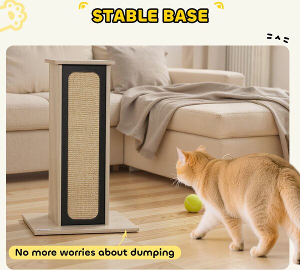 PawHut 63cm Cat Scratching Post, Cat Scratcher with Replaceable Scratching Board, Top Perch, Sisal Scratch Mat, Oak