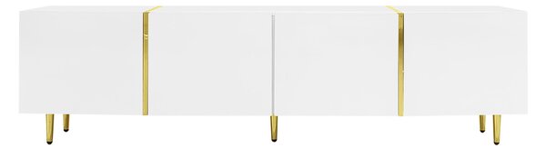 High-gloss TV Cabinet with 4 Soft-close Doors, Generous MDF Storage, Durable TV Stand for Elegant Living Room, 170L x 35W x 46H cm, White Aosom UK
