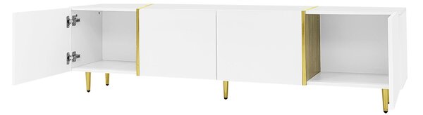 High-gloss TV Cabinet with 4 Soft-close Doors, Generous MDF Storage, Durable TV Stand for Elegant Living Room, 170L x 35W x 46H cm, White Aosom UK