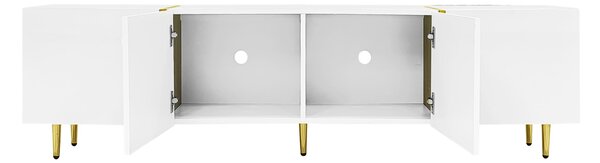 High-gloss TV Cabinet with 4 Soft-close Doors, Generous MDF Storage, Durable TV Stand for Elegant Living Room, 170L x 35W x 46H cm, White Aosom UK