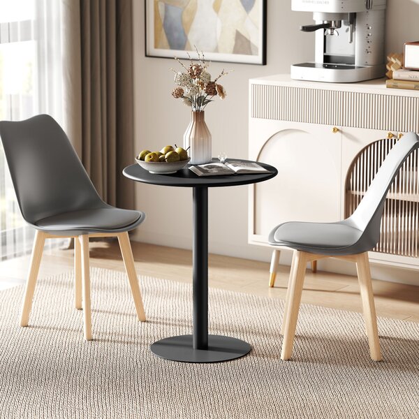 HOMCOM Dining Table, Round Kitchen Table with Steel Base for Living Room, Dining Room, 60 x 60 x 72cm, Black