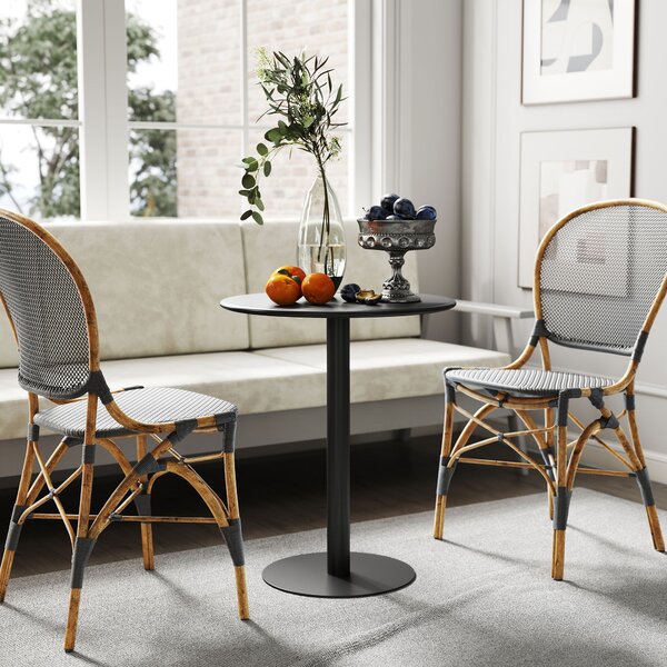 HOMCOM Dining Table, Round Kitchen Table with Steel Base for Living Room, Dining Room, 60 x 60 x 72cm, Black