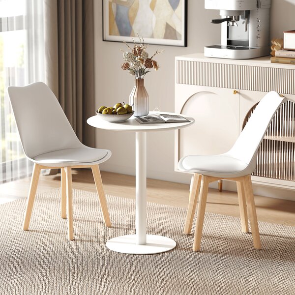 HOMCOM Dining Table, Round Kitchen Table with Steel Base for Living Room, Dining Room, 60 x 60 x 72cm, White