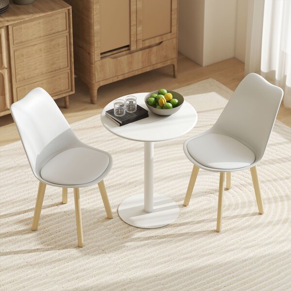 HOMCOM Dining Table, Round Kitchen Table with Steel Base for Living Room, Dining Room, 60 x 60 x 72cm, White