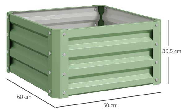 Outsunny Set of Two 60 x 60cm Steel Planter Boxes - Light Green