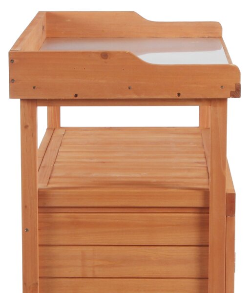 Outsunny Potting Bench Table, Multi-function, with Storage Cabinet, Galvanized Table Top, Wooden Planting Workstation, 98cm x 47cm x 105cm Aosom UK