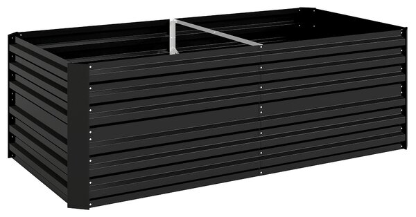 Outsunny Raised Beds for Garden, Galvanised Steel Outdoor Planters with Multi-reinforced Rods, 180 x 90 x 59 cm, Black