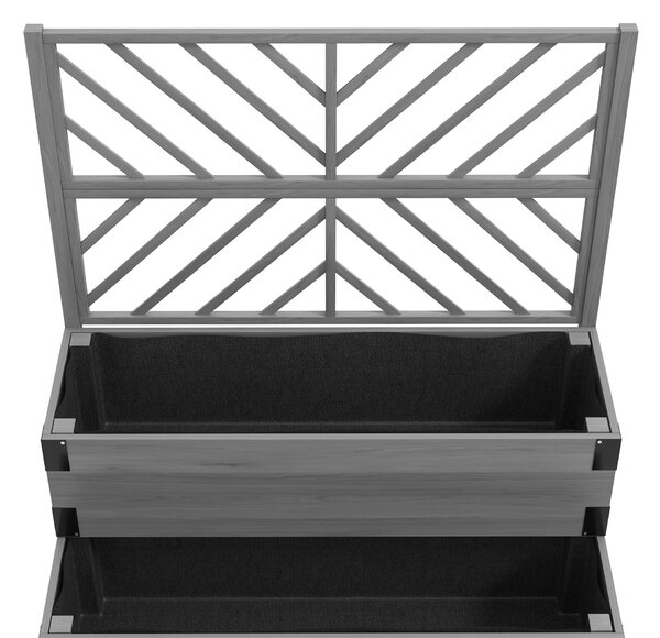 Outsunny Raised Garden Bed with Trellis, 2-Tier Wooden Elevated Planter Box for Vegetables, Flowers, Herbs, Grey