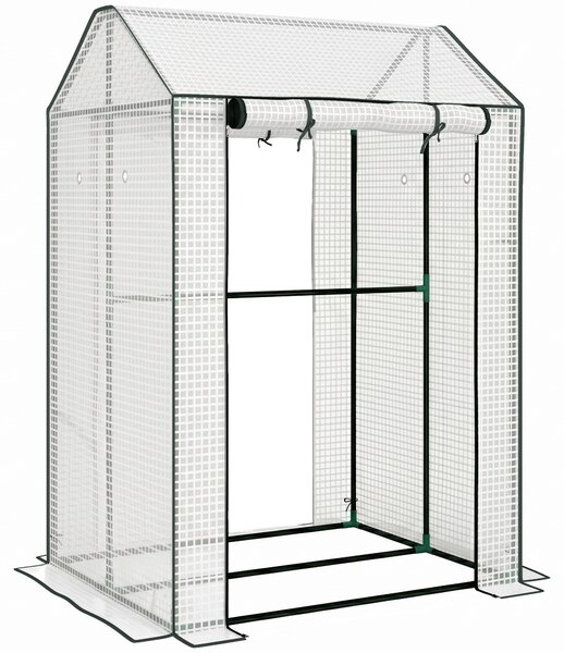 Outsunny Green House, Mini Greenhouse with 2 Roll-up Doors, Vent Holes and Reinforced Cover, 100 x 80 x 150cm