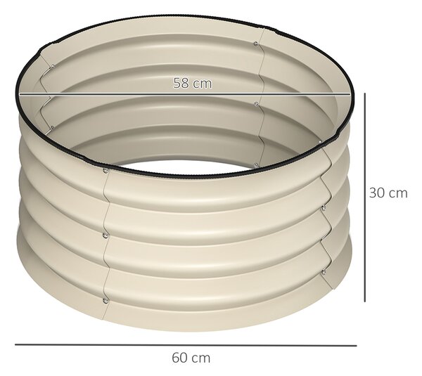 Outsunny Set of 2 Raised Garden Bed, Metal Planter Box with Safety Edging, Easy-to-assemble Stock Tank, Cream White