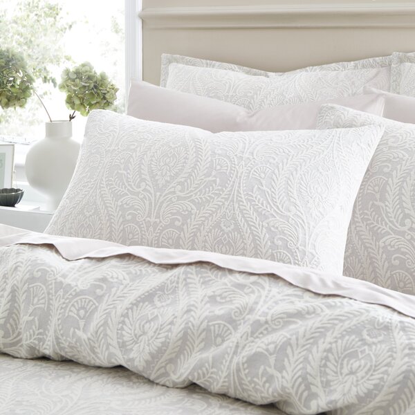 Peyton Jacquard Grey Duvet Cover and Pillowcase Set