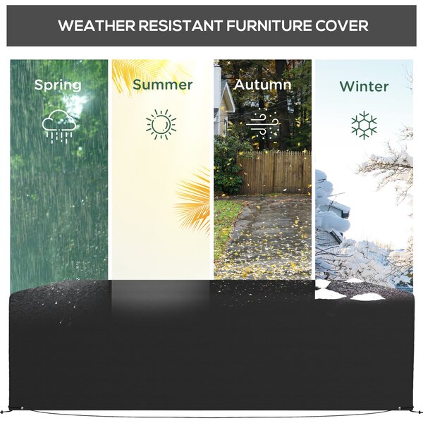 Outsunny 600D Oxford Table Set Cover Outdoor Garden Rattan Furniture Protection Cover Protector Waterproof Anti-UV, Black Aosom UK