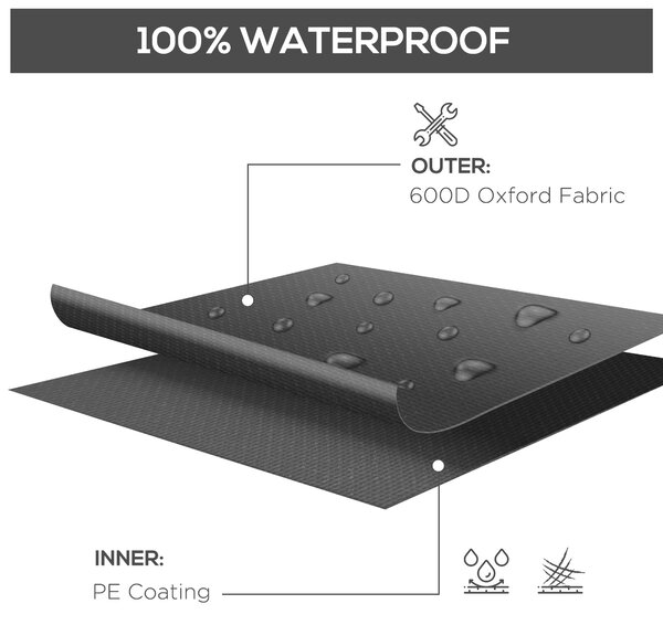 Outsunny 600D Oxford Table Set Cover Outdoor Garden Rattan Furniture Protection Cover Protector Waterproof Anti-UV, Black Aosom UK