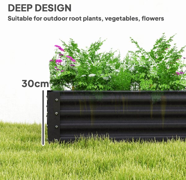 Outsunny 180 x 90cm Galvanised Steel Open Planter - 84H-211V00CG