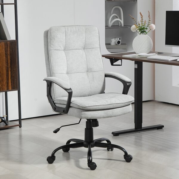 HOMCOM Dual-Layer Padding Fabric Office Chair - Grey