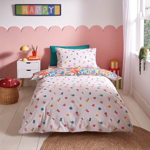 Toadstool Floral Bright Duvet Cover and Pillowcase Set