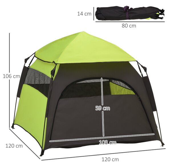 PawHut Foldable Dog Cat Tent with Waterproof Oxford, Carry Bag for Extra Large Dog, Green Aosom UK