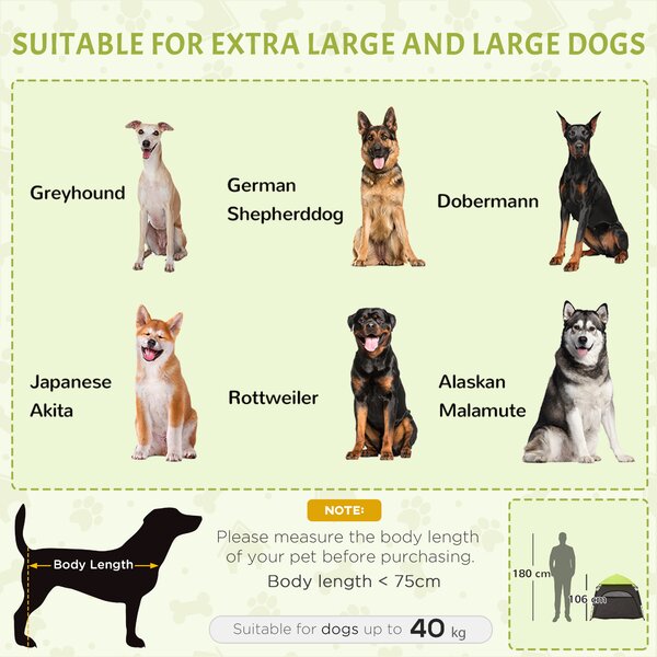 PawHut Foldable Dog Cat Tent with Waterproof Oxford, Carry Bag for Extra Large Dog, Green Aosom UK