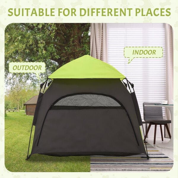 PawHut Foldable Dog Cat Tent with Waterproof Oxford, Carry Bag for Extra Large Dog, Green Aosom UK
