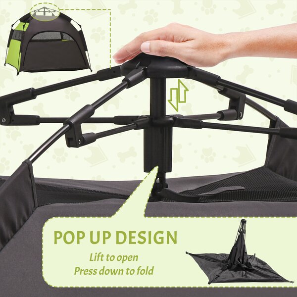 PawHut Foldable Dog Cat Tent with Waterproof Oxford, Carry Bag for Extra Large Dog, Green Aosom UK