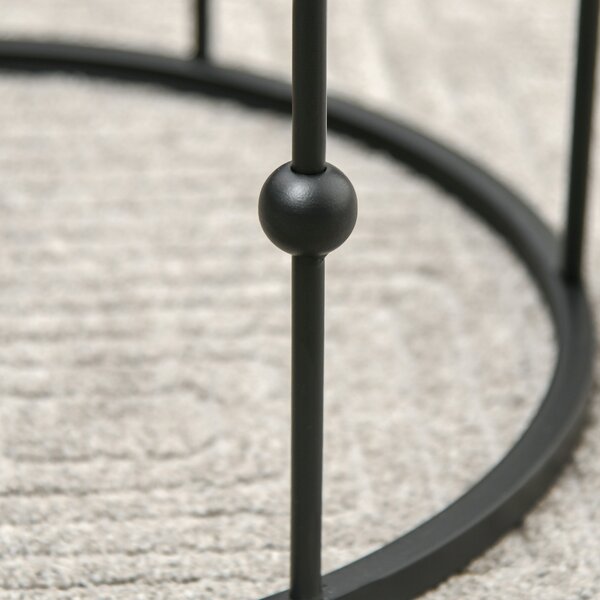 HOMCOM Nesting Round Coffee Table Set of 2 - Black