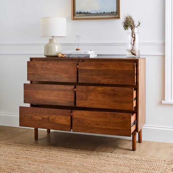 Brannock 6 Drawer Chest, Mid Stained Mango Wood