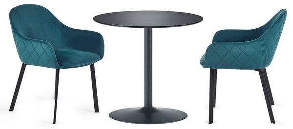 Nero 80cm Dining Table Table with 2 Lima Dining Chairs