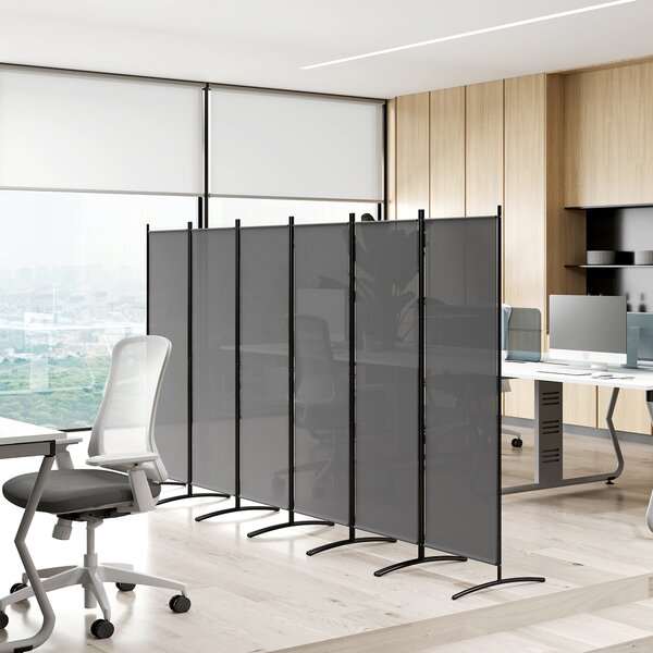 Outsunny 6 Panel Folding Room Divider Foldable Freestanding Garden Privacy Screen, 332 x 172 cm, Dark Grey