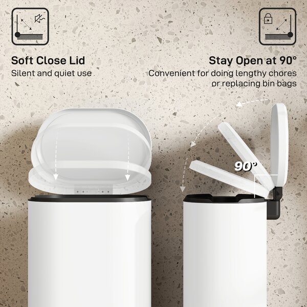 HOMCOM 30 L Modern Curved Kitchen Bin - Cream