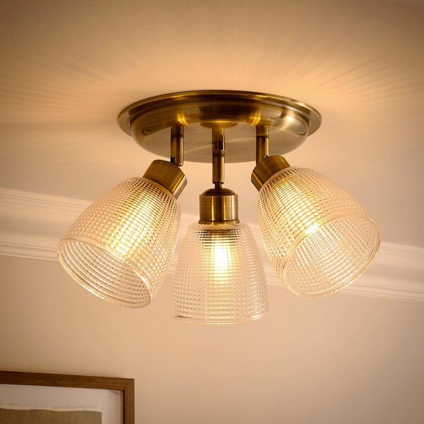 Kibworth Ribbed 3 Light Adjustable Semi Flush Spotlight