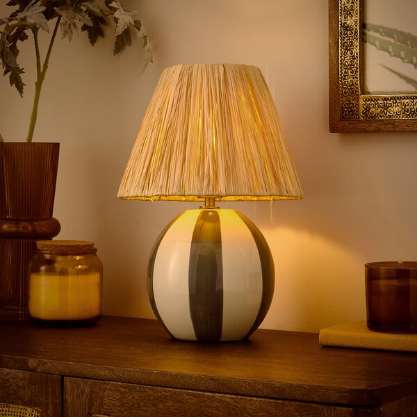 Mirabelle Round Striped Table Lamp