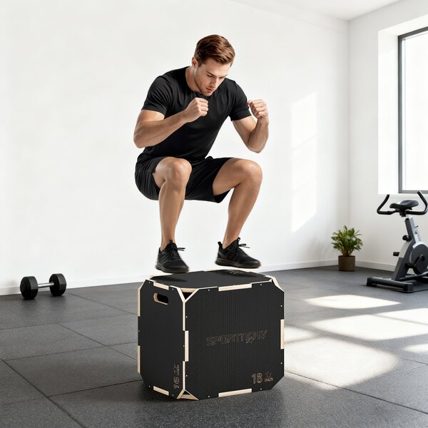SPORTNOW Non-Slip Plyo Box, Corner-free Wooden Jump Box, 40.5 x 51 x 47.5 cm