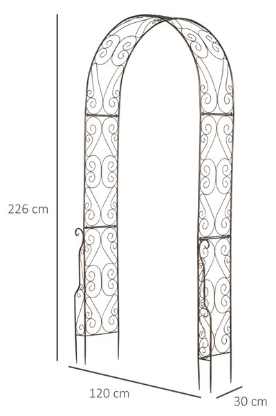 Outsunny Metal Decorative Garden Rose Arch Arbour Trellis for Climbing Plants Support Archway Wedding Gate 120L x 30W x 226H (cm)
