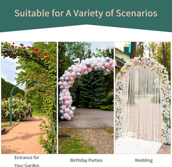 Outsunny Metal Decorative Garden Rose Arch Arbour Trellis for Climbing Plants Support Archway Wedding Gate 120L x 30W x 226H (cm)