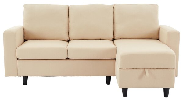L-Shaped 3 Seater Sofa Bed with Reversible Chaise, Type-C Charging, Convertible Sleeper for Living Room, 180x120x72 cm, Beige Aosom UK