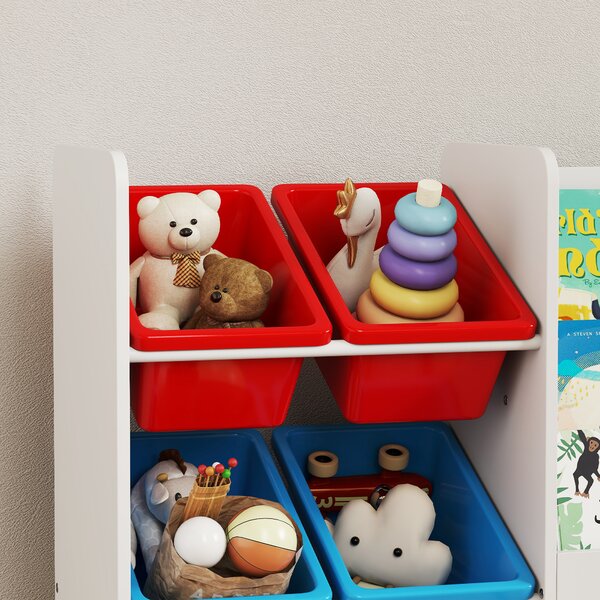 AIYAPLAY Toy Storage Unit, 3-Tier Toy Organiser Shelf with 6 Removable Storage Bins for Bedroom, Nursery, Multicolour