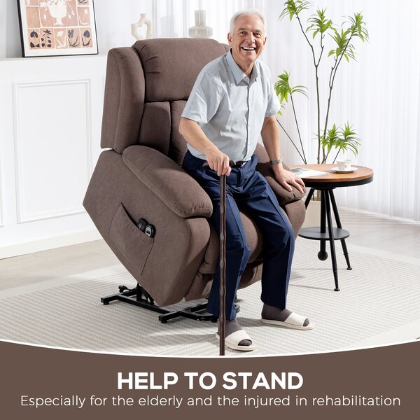 HOMCOM Eight-Point Massage Electric Lift Recliner Chair for Elderly, Power Rise & Recline Armchair with Remote, Dark Brown Aosom UK
