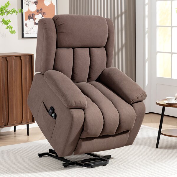 HOMCOM Eight-Point Massage Electric Lift Recliner Chair for Elderly, Power Rise & Recline Armchair with Remote, Dark Brown Aosom UK