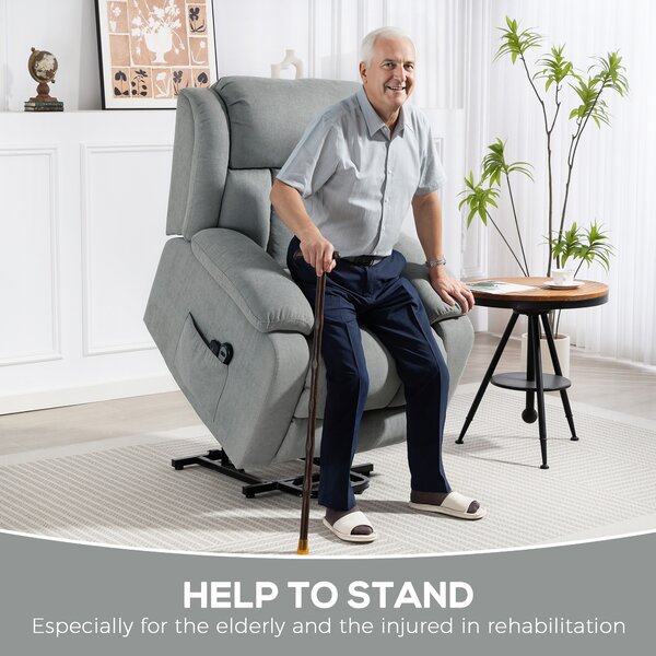 HOMCOM Eight-Point Massage Electric Lift Chair - Light Grey