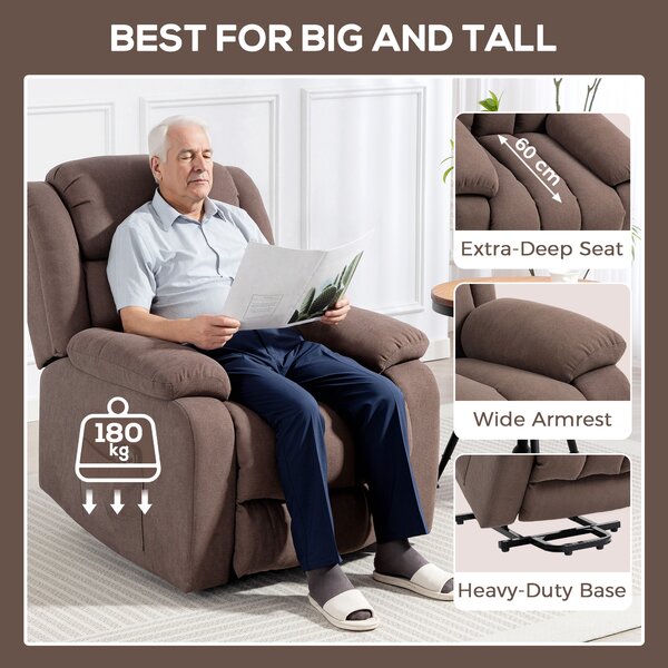 HOMCOM Eight-Point Massage Electric Lift Recliner Chair for Elderly, Power Rise & Recline Armchair with Remote, Dark Brown Aosom UK