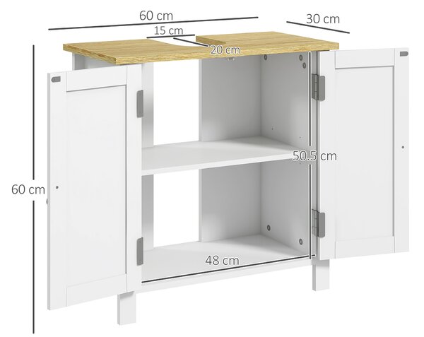 Kleankin Under Sink Bathroom Cabinet for Basin without Pedestal, Space-Saving Design, White Aosom UK