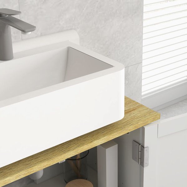 Kleankin Under Sink Bathroom Cabinet for Basin without Pedestal, Space-Saving Design, White Aosom UK