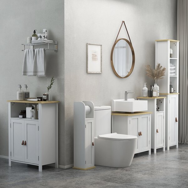 Kleankin Under Sink Bathroom Cabinet for Basin without Pedestal, Space-Saving Design, White Aosom UK