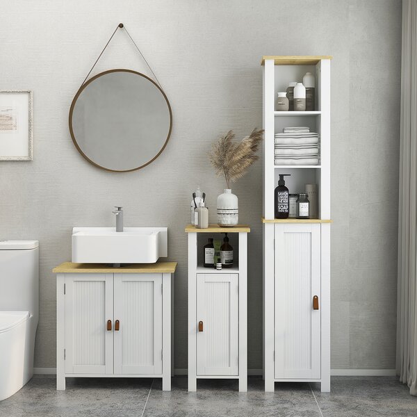 Kleankin Under Sink Bathroom Cabinet for Basin without Pedestal, Space-Saving Design, White Aosom UK