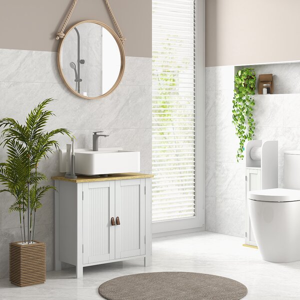 Kleankin Under Sink Bathroom Cabinet for Basin without Pedestal, Space-Saving Design, White Aosom UK