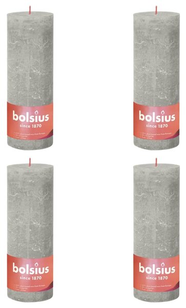 Bolsius Rustic Pillar Candles Shine 4 pcs 190x68 mm Sandy Grey