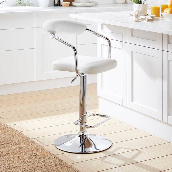 Houston Adjustable Height Swivel Bar Stool, Faux Leather